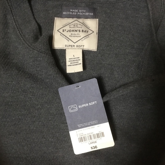 St JOHN’S BAY 3 Button Long Sleeve (CHARCOAL HEATHER) - Picture 2 of 7